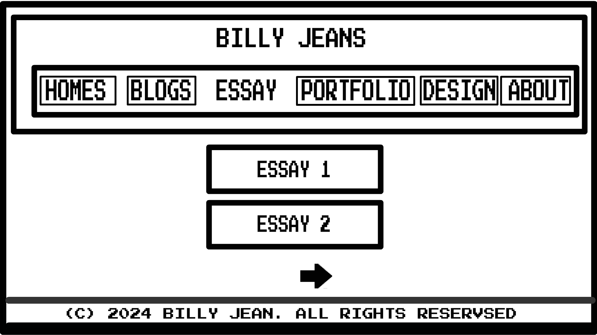 A wireframe image of my website's Final Essay Page Wireframe